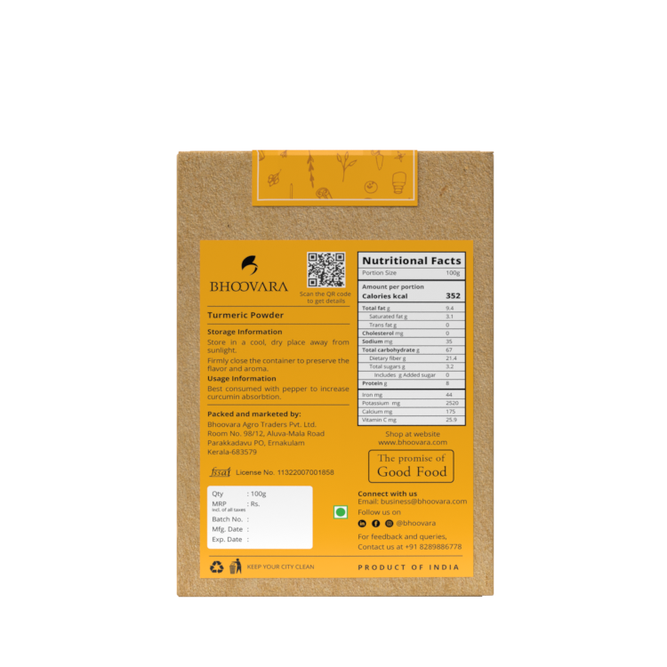 Turmeric Powder package back view